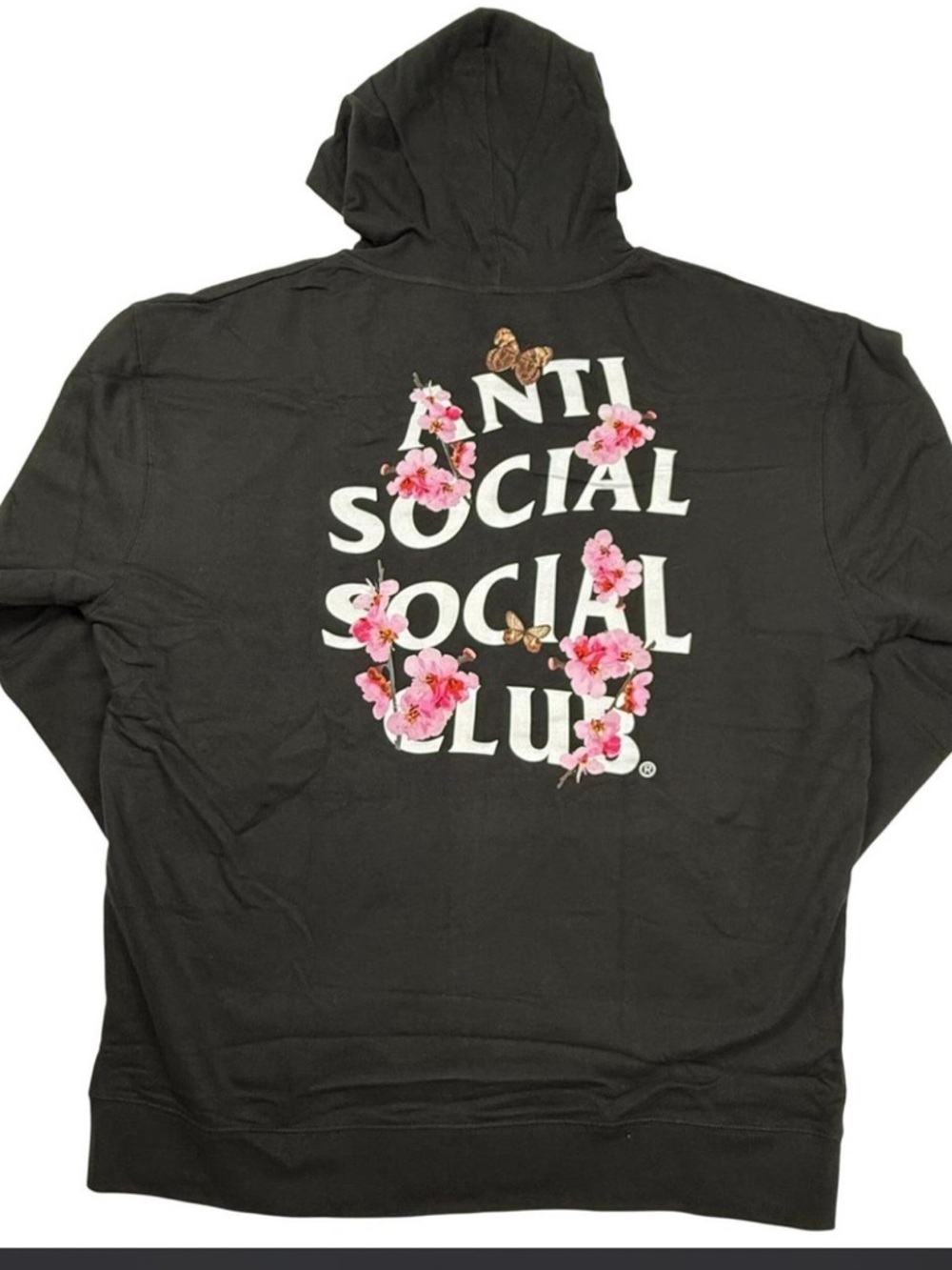 Anti Social Social Club (ASSC) Hoodie in black with butterfly and flowers